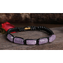 Amethyst bracelet natural stone, hand knitted, adjustable size, stone of kings and bishops