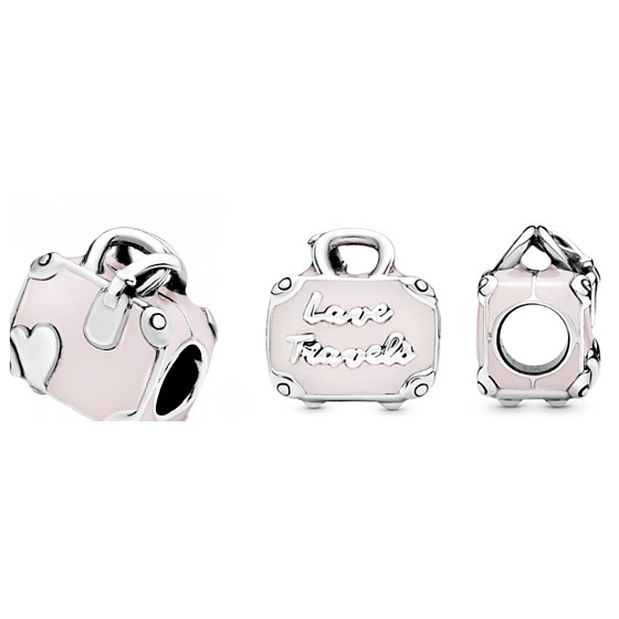 Sterling silver 925 Travel suitcase, travel bracelet bead