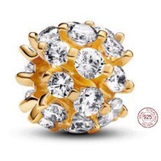 Charm Sterling silver 925 Gold glitter round charm, bead on bracelet symbol