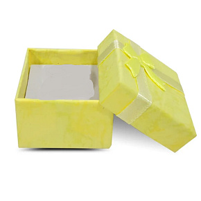 Gift box with jewelry sponge and yellow bow 4 x 4 x 2.5 cm 1 piece