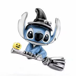 Disney Lilo & Stitch Charm – Halloween Stitch on a Broomstick | bracelet pendant, movie