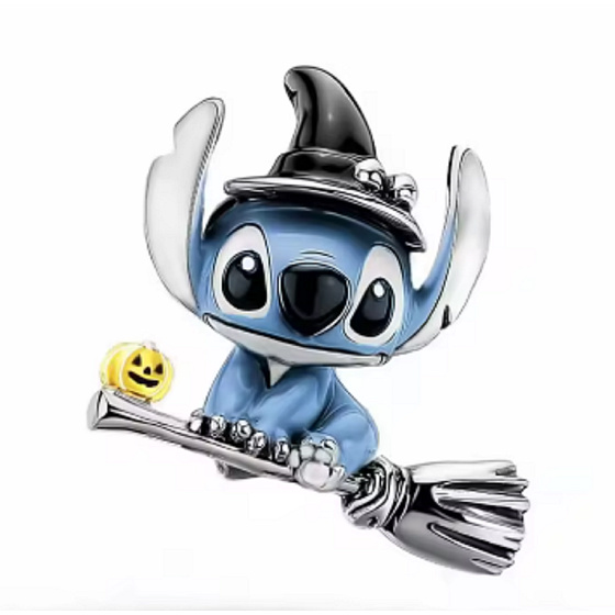 Disney Lilo & Stitch Charm – Halloween Stitch on a Broomstick | bracelet pendant, movie