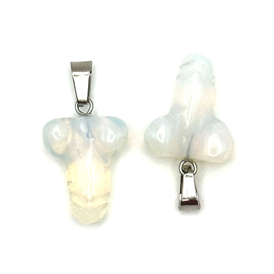 Opalite Penis for happiness, pendant synthetic stone, approx. 11 x 22 mm, wishing and hope stone