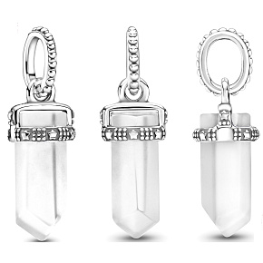Charm Sterling Silver 925 Milky White Amulet, Pendulum Imitation Crystal, Bracelet Pendant