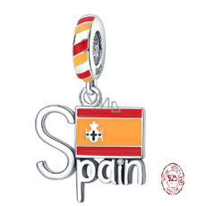 Charm Sterling silver 925 Spain flag, travel bracelet pendant Charm Sterling silver 925 Spain flag, travel bracelet pendant