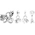 Charm Sterling silver 925 My baby, family charm with shoes, bottle and heart 3in1, pendant for bracelet family