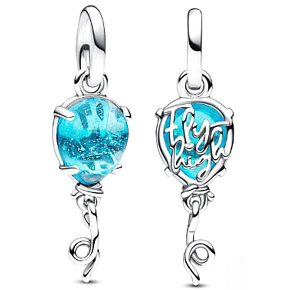 Charm Sterling silver 925 Blue Murano glass balloon, bracelet pendant symbol