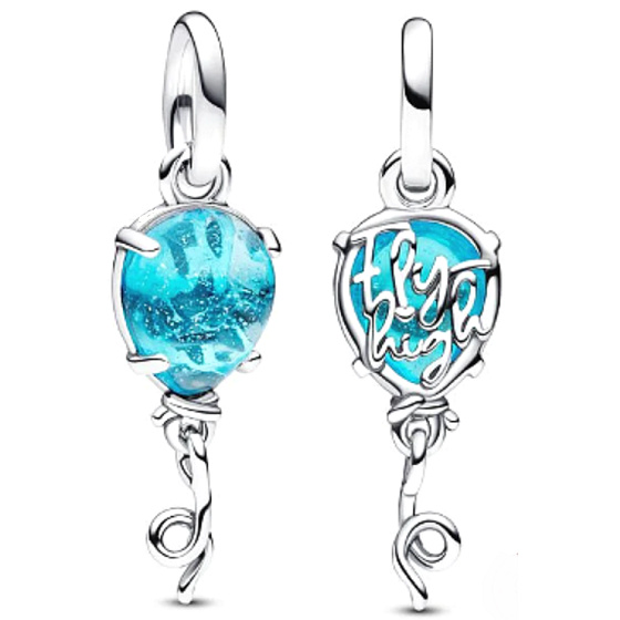Charm Sterling silver 925 Blue Murano glass balloon, bracelet pendant symbol