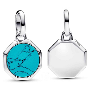 Charm Sterling Silver 925 Mini Locket Turquoise Blue Imitation Turquoise, Pendant for Bracelet Symbol Charm Sterling Silver 925 Mini Locket Turquoise Blue Imitation Turquoise, Pendant for Bracelet Symbol
