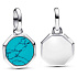 Charm Sterling Silver 925 Mini Locket Turquoise Blue Imitation Turquoise, Pendant for Bracelet Symbol