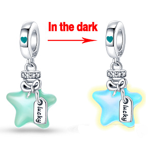 Sterling Silver 925 Luminous - Star Sparkle, 2in1 space bracelet pendant