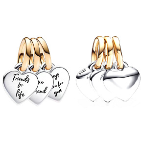 Charm Sterling silver 925 Triple friendship charm with engraved message 3in1, divisible friendship bracelet pendant