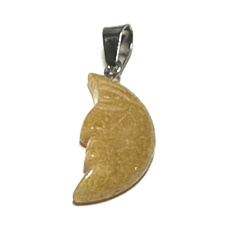 Yellow Jasper Moon pendant natural stone, hand-polished figurine 2.2 x 10 mm, stone of positive energy