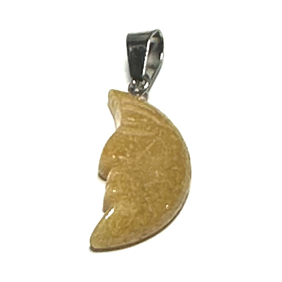 Yellow Jasper Moon pendant natural stone, hand-polished figurine 2.2 x 10 mm, stone of positive energy