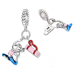 Charm Sterling Silver 925 Yoga, pendant for sports bracelet