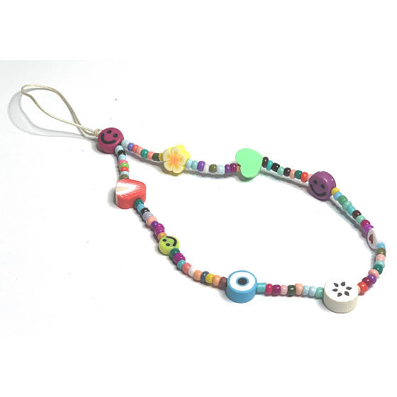 Anti-lost mobile phone pendant with beads, fruit, love, circumference 26,5 cm
