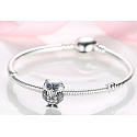 Charm Sterling silver 925 Owl - owl, wisdom, science, knowledge, bead on bracelet animal