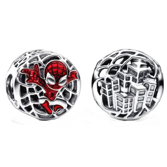 Sterling silver 925 Marvel Spiderman over the city, bracelet bead
