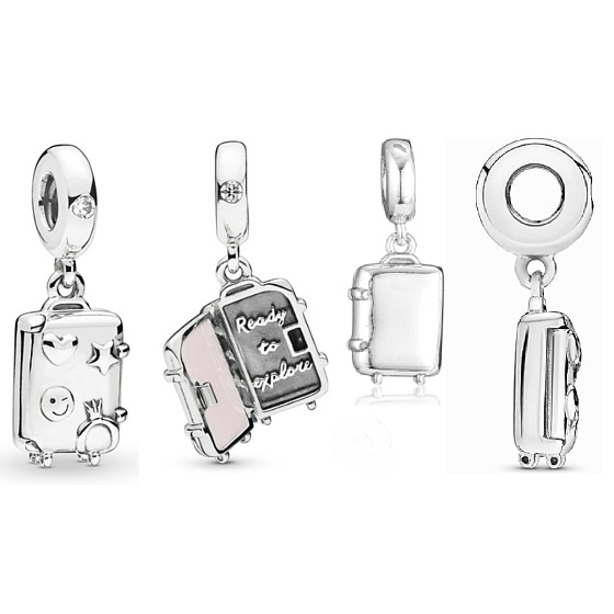 Charm Sterling silver 925 Suitcase opening, travel bracelet pendant