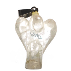 Crystal Angel guardian pendant natural stone hand cut 2,6 cm 1 piece, stone stones