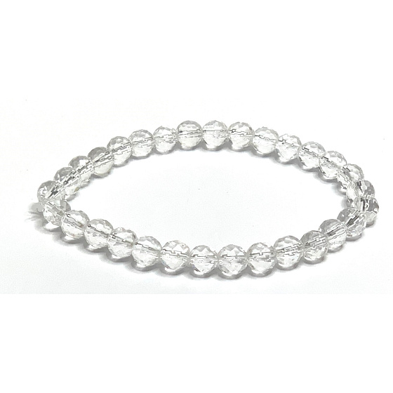 Crystal Aqua aura angel facet bracelet elastic natural stone, bead 6 mm / 16 - 17 cm, stone stones