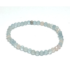 Morganite mix of colours facet bracelet elastic natural stone, ball 4 mm / 16 - 17 cm, stone of divine love