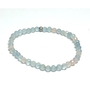 Morganite mix of colours facet bracelet elastic natural stone, ball 4 mm / 16 - 17 cm, stone of divine love