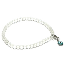 Crystal matt + Blue Eye removable pendant, bracelet elastic natural stone, ball 4 mm / 16 - 17 cm, stone stones