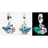 Charm Sterling Silver 925 Luminous - Crab / Hermit Crab Glowing in the Dark, Sea Bracelet Pendant