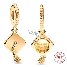 Charm Sterling Silver 925 Gold Plated Graduation - Graduation Cap - Hard work pays off, Graduate Pendant Bracelet Charm Sterling Silver 925 Gold Plated Graduation - Graduation Cap - Hard work pays off, Graduate Pendant Bracelet