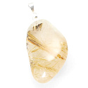 Crystal with rutile Trommel pendant natural stone M, approx. 3 cm, stone of stones