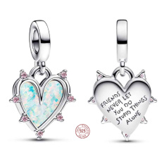 Charm Sterling Silver 925 Friendship 2-in-1, Love Bracelet Pendant