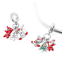 Charm Sterling Silver 925 Reindeer, Santa, and Tree 3-in-1, Bracelet Pendant Christmas