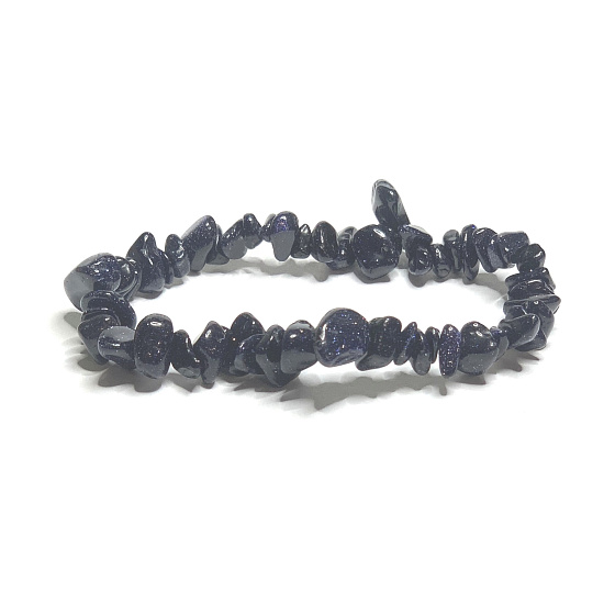 Goldstone blue Avanturine bracelet elastic chopped, 19 cm, stone of ambition