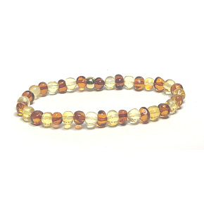 Amber Baltic cognac / gold bracelet elastic natural, nugget irregular approx. 5 mm / 16-17 cm, solidified sunlight