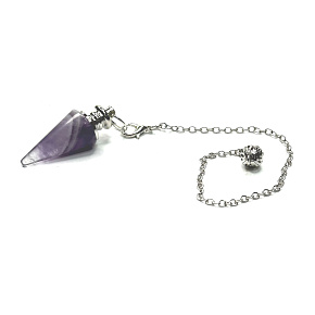 Amethyst purple pendulum natural stone 3,5 cm + chain with ball 18 cm, stone of kings and bishops