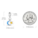 Charm Sterling silver 925 Luminous - Crescent and star that glows in the dark, universe bracelet pendant
