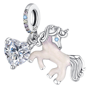 Charm Sterling silver 925 Unicorn 2in1, animal bracelet pendant