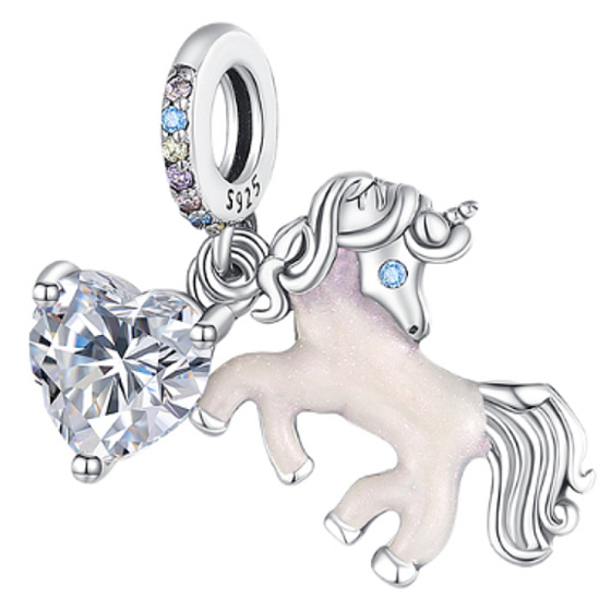 Charm Sterling silver 925 Unicorn 2in1, animal bracelet pendant