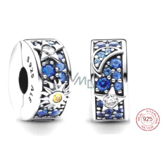 Charm Sterling silver 925 Sun, star and moon, stopper, clip bead on bracelet nature Charm Sterling silver 925 Sun, star and moon, stopper, clip bead on bracelet nature