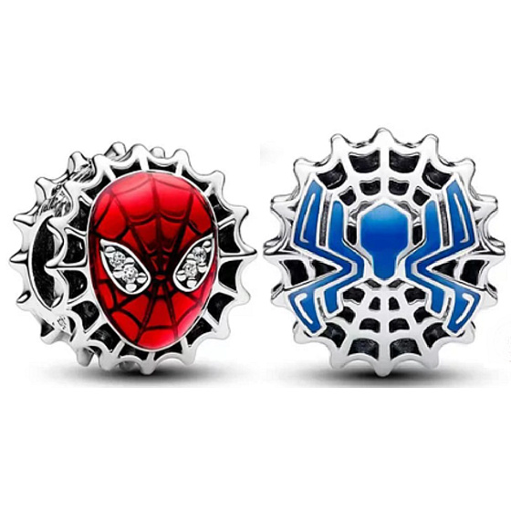 Charm Sterling silver 925 Marvel Spiderman Mask, bead on bracelet movie