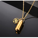 Memorial, memorial urn pendant, tree of life. gold.waterproof, stainless steel 10 x 28 mm