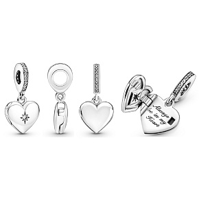 Charm Sterling silver 925 Heart locket opening, love bracelet pendant