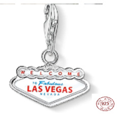 Charm Sterling silver 925 Las Vegas, lobster clasp pendant on travel bracelet