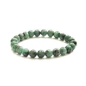Emerald stone bracelet elastic natural stone, ball 5,5 - 6 mm /16 - 17cm, Emerald A+++, true-love-happiness-prosperity-creativity
