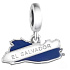 Charm Sterling Silver 925 El Salvador Flag - Swinging Map, Travel Bracelet Pendant