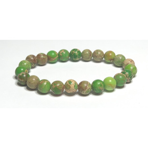 Jasper / Regalite Imperial sea sediment green bracelet elastic mixed mineral, ball 8 mm / 16 - 17 cm