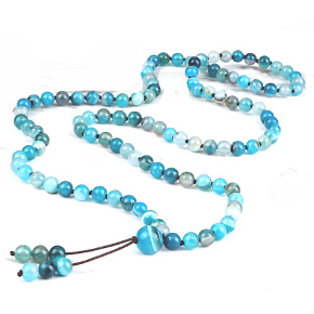 108 Mala Agate blue necklace, meditation jewelry, natural stone, elastic, bead 6 mm 108 Mala Agate blue necklace, meditation jewelry, natural stone, elastic, bead 6 mm