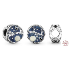 Sterling silver 925 Santa and reindeer charm, Christmas bracelet bead