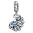 Charm Sterling silver 925 Peacock, animal bracelet pendant
